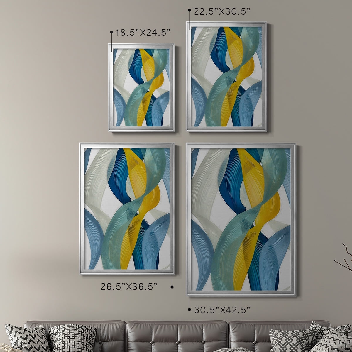 Horizontal Bands II Premium Framed Print, in Gold, Black, or Silver - Ready to Hang