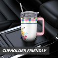 thumbnail image 7 of 40oz Pioneer Colorful Floral Stainless Steel Flip Straw Tumbler with Lid and Straw Spill Proof Travel Cup Double Wall Vacuum Insulated Coffee Mug with Handle Pink, 7 of 7