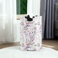 thumbnail image 6 of Yayeee Freestanding Laundry Hamper with Handle Collapsible Large Storage Basket for Clothes, Purple Wildflowers, 6 of 7