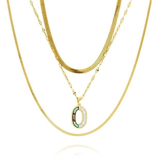 Juego de 3 Collares con Colgante de Media Luna de Dos Tonos JeenMata en Oro Amarillo