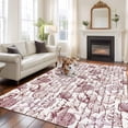 thumbnail image 3 of Area Rug 60×96in, Summer Ocean Red Starfish Shell Floor Carpet Living Room Rug, Vintage Marine Life Non-Slip Welcome Mat Indoor Rugs for Bedroom Dining Room, 3 of 9