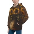 thumbnail image 2 of Picia Rustic Sunflower Bouquet Pattern Youth Hoodie - Warm Pullover Sweatshirt with Kangaroo Pocket, Ideal for Boys and Girls-X-Large, 2 of 6