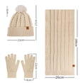 thumbnail image 3 of Women's Scarf Hat And Gloves Set Women'S Winter Solid Color Warm Cycling Ear Knitted Hat Scarf Glove 3 Piece Set, Women's Accessories Scarf ,Hat,& Gloves, 3 of 4