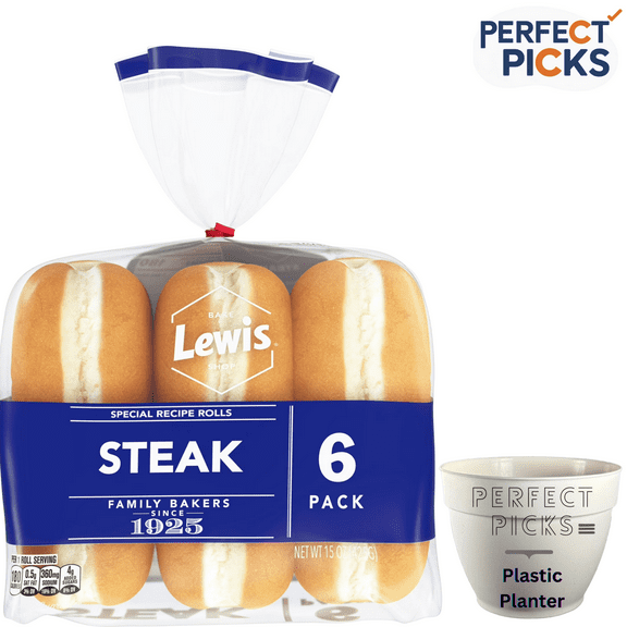 Lewis Bake Shop White Steak Rolls, 15 oz, 6 Count