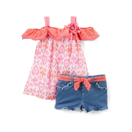 

Nannette Baby Girl 2PC DIAMOND CROCHET CHIFFON SHORT SET (Size 12M-24M)