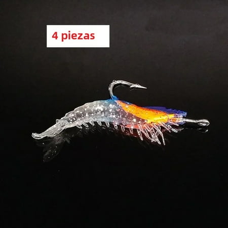 4PCS/Bag Luminous Artificial Fishing Lure 6cm 3g Shrimp Simulation Soft Bait for Ocean and River Fishing