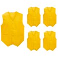 thumbnail image 5 of 5 Packs Unisex Waiter Uniform Vest Bartender Waitress Botton Workwear with Pockets for Men Women-Yellow-S, 5 of 6