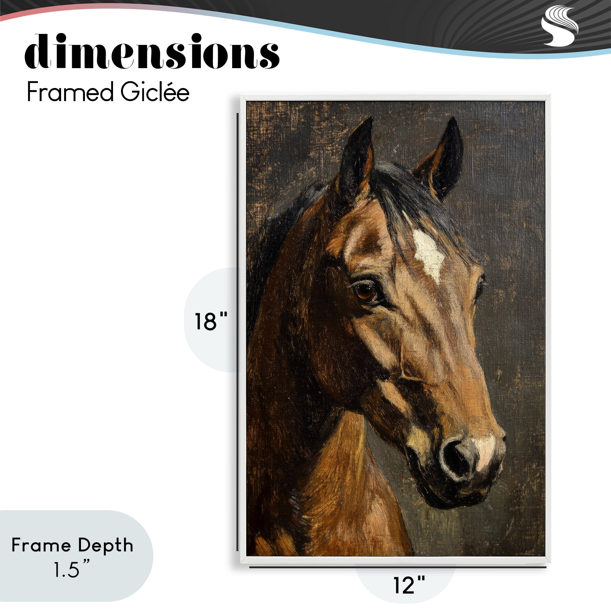 Stupell Industries Horse Portrait Study White Framed Giclee Art, design by Petal Prints Design