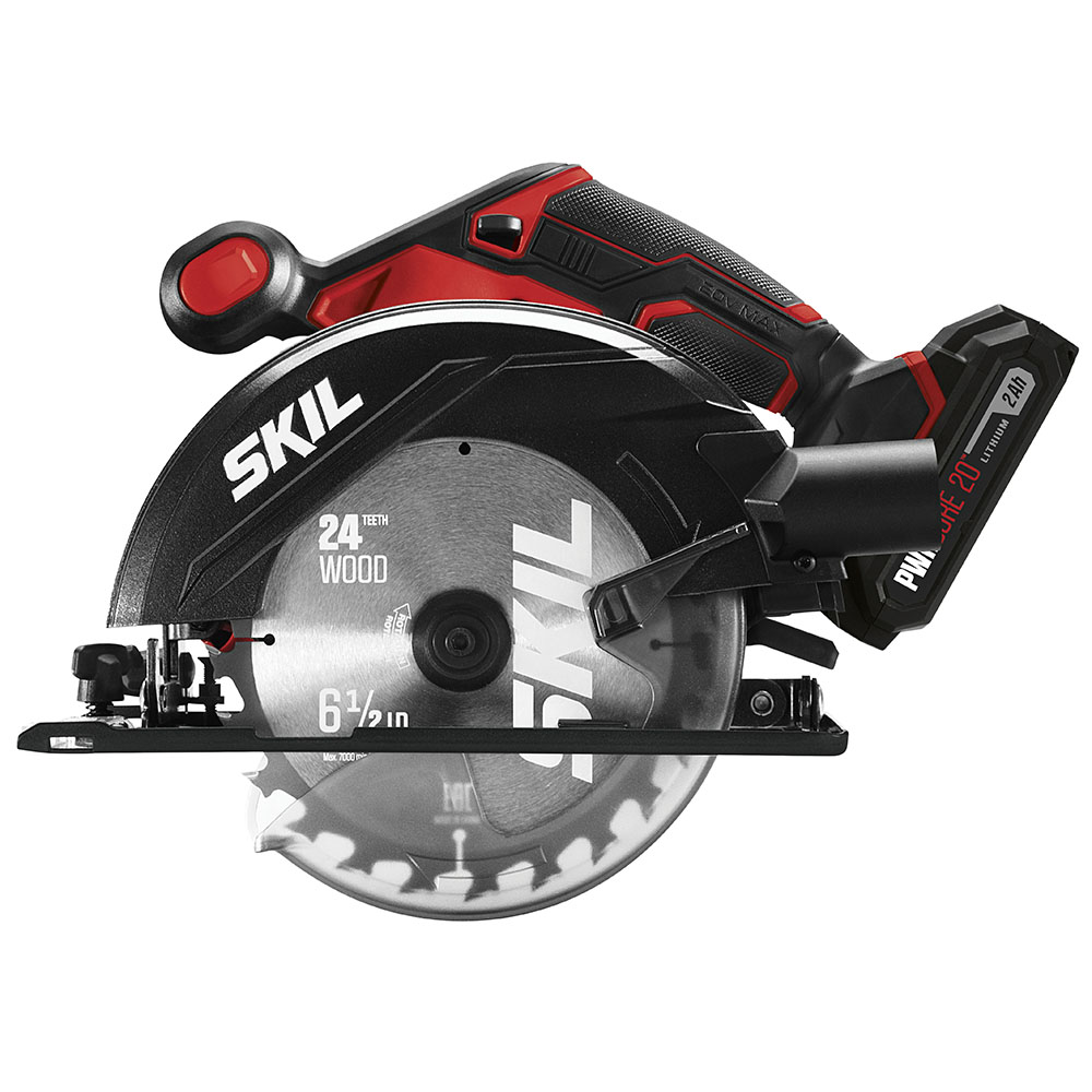 SKIL PWR CORE 20™ 20V 6-1/2-Inch Cordless Circular Saw, 2.0Ah Lithium  Battery  Charger, CR540602