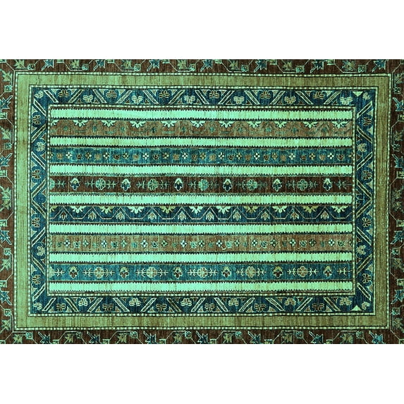 Ahgly Company Machine Washable Indoor Rectangle Abstract Turquoise Blue Modern Area Rugs, 2' x 5'
