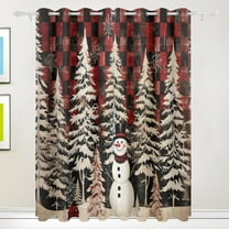 Christmas Snowman Grids Black Out Curtains 84 Inch Length Curtains for Sliding Glass Doors Bedroom Living Room 2 Pack
