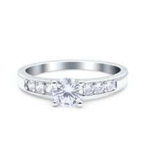 Simulated Cubic Zirconia Size-5 Art Deco Wedding Engagement Bridal Ring 925 Sterling Silver
