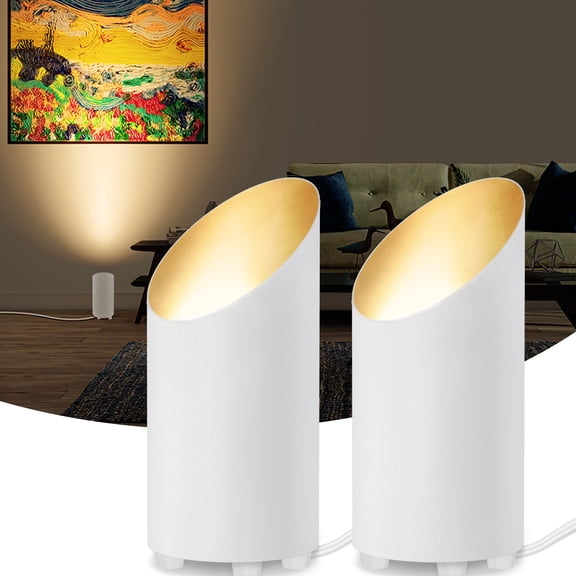 SUNVIE 2 Pack Uplighting Indoor Floor Can Light with 2700K LED GU10 Bulbs, 5W Home Accent Lighting, 5.9ft Plug Cord & Foot Switch