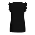 thumbnail image 5 of QLEICOM Womens Summer Tops Oversized T-shirts Sleeveless Ruffle Solid V-Neck Casual Loose Tunic Tank Tops Women Shirts Blouses Black M, 5 of 7