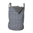 thumbnail image 1 of Tribal Laundry Bag, Composition of Mini Triangles and Streaks Ornamental Prehistoric Layout, Basket with Handles Drawstring Closure for Laundromats, 13" x 19", Dark Indigo Baby Blue, by Ambesonne, 1 of 4