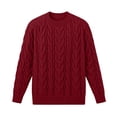 thumbnail image 5 of Babcutegg Mens Cable Knit Sweater Crew Neck Long Sleeve Pullover Thick Warm Casual Sweaters Size S, 5 of 6