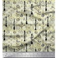 thumbnail image 1 of Soimoi Velvet Fabric Arrow & Ogee Damask Printed Fabric 1 Yard 58 Inch Wide, 1 of 3