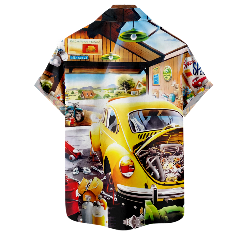 Obosoe Button Down Short Sleeve Shirt Print Hawaiian Shirts Classic Car Printing Clothes for Men Youth Unisex, Adult Unisex, Size: 5XL