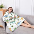 thumbnail image 5 of Oversized Wearable Blanket Hoodie,Green Dinosaurs Cacti Pattern Sherpa Blanket Hoodie with Super Pockets,Super Warm Fuzzy Pullover for Women & Men, 5 of 6