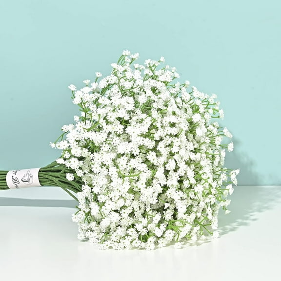 Babys Breath Artificial Flowers, 6Pcs Fake White Babys Breath Flowers Artificial Bulk, Real Touch Faux Babies Breath Gypsophila Bouquet for Wedding Floral Arrangement Party Decor