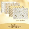 thumbnail image 2 of Birthday Wrapping Paper Iridescent Gift Wrapping Paper Mini Roll, 4 Rolls Happy Birthday Polka Dots Stripes Printed Assortment - 17 inch x 120 inch(10feet) Per Roll, 2 of 14