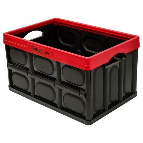 Greenmade  11.7 x 14.2 x 21 in. 12 gal InstaCrate Stackable Folding Crate, Black & Red - Pack of 4