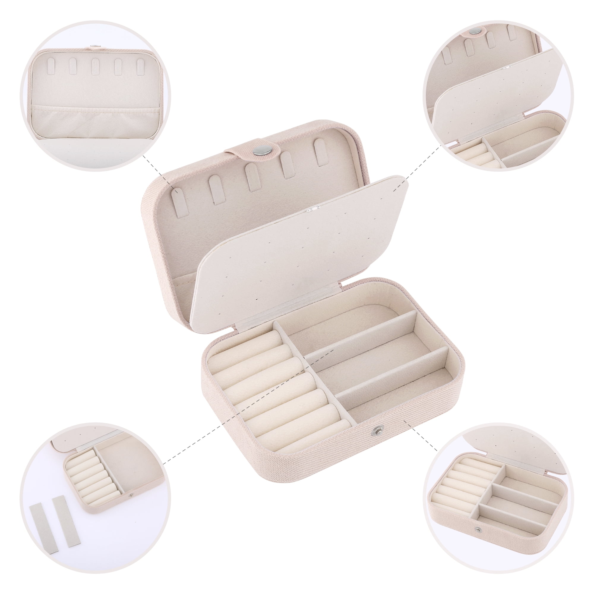 Unique Bargains Travel Compact Jewelry Box for Women Light Khaki
