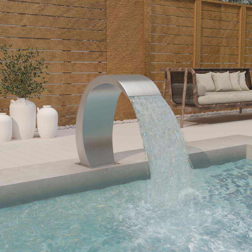 vidaXL Pool Fountain Stainless Steel 35.4" Waterfall Feature Garden Decor 
