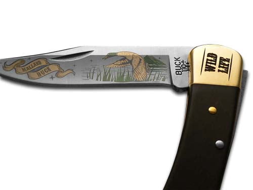 Buck 110 Wild Life Series Duck Folding Hunter Stainless Custom Pocket Knife WLS-DUCK WOOD