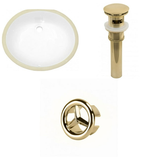 19.5-in. W CUPC Oval Bathroom Undermount Sink Set In White - Gold Hardware - Overflow Drain Incl. AI-20387