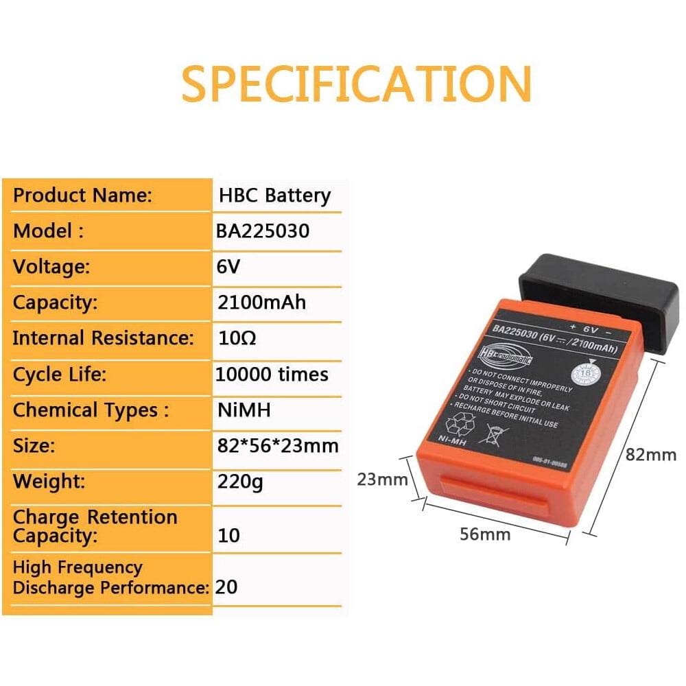 US STOCK  10PCS 2100mAh BA225030 Rechargeable Battery for HBC Crane Remote Control Pump Truck