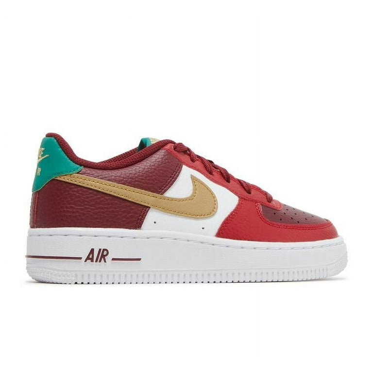 Big Kid s Nike Air Force 1 Team Red Metallic Gold Gym Red DQ4709 600 5.5