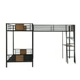 thumbnail image 6 of EUROCO L-Shaped Twin over Twin Bunk Bed with Desk and Shelf for Kids, Brown, 6 of 11