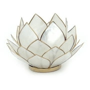 Natural White Capiz Shell Opening Lotus Flower Bulb Tealight Candle Holder