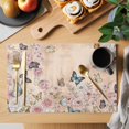thumbnail image 2 of Vintage Spring Floral Placemats Set of 6 Elegant Flowers Butterflies Farmhouse Place Mats Indoor Wipeable Table Mats Washable Dining Table Placemats for Kitchen Holiday Party Home Decor 13x19 Inch, 2 of 9