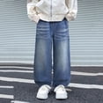 thumbnail image 2 of SJLDQY Boys Pleated Jeans Straight leg Casual Denim Pants Fall Loose Denim Pants with Pockets, 2 of 5