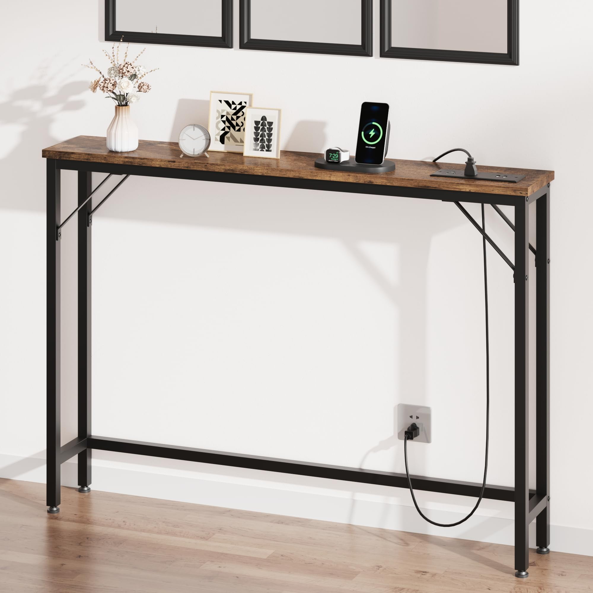 2024 New Narrow Console Table Skinny Behind Couch Table for Living Room Slim Sofa Table with Metal MDF Industrial Hallway Table for Entryway Foyer Walmart