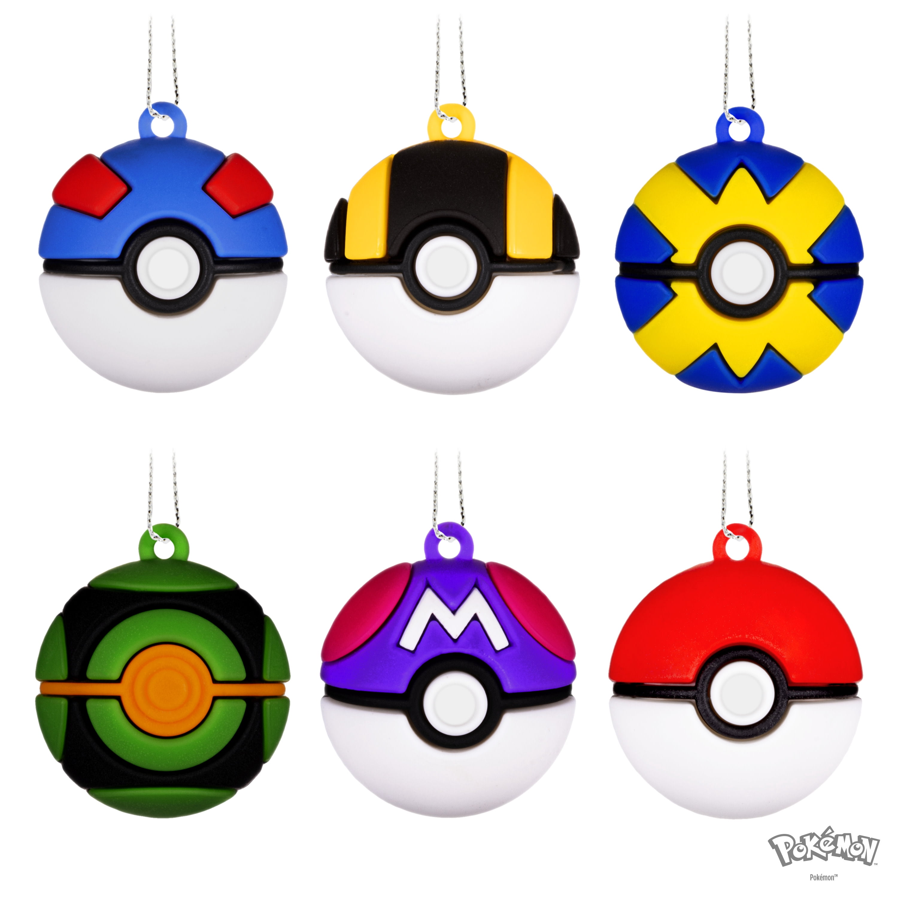 Hallmark Mini Ornaments (Pokémon Poké Ball, Shttrprf), Set of 6, 1 Count