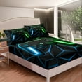 thumbnail image 4 of Erosebridal Gaming Fitted Sheet Twin Size Video Game Gamer Bed Sheets Teens Bedroom Blue Green Gamepad Sheets All Season 1 Fitted Sheet with 1 Pillow Case, Lightweight, 4 of 5