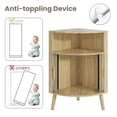 thumbnail image 4 of Bathroom Floor Corner Cabinet with Doors, Freestanding Narrow Storage Cabinets for Living Room, Kitchen, Wood Color, 4 of 7