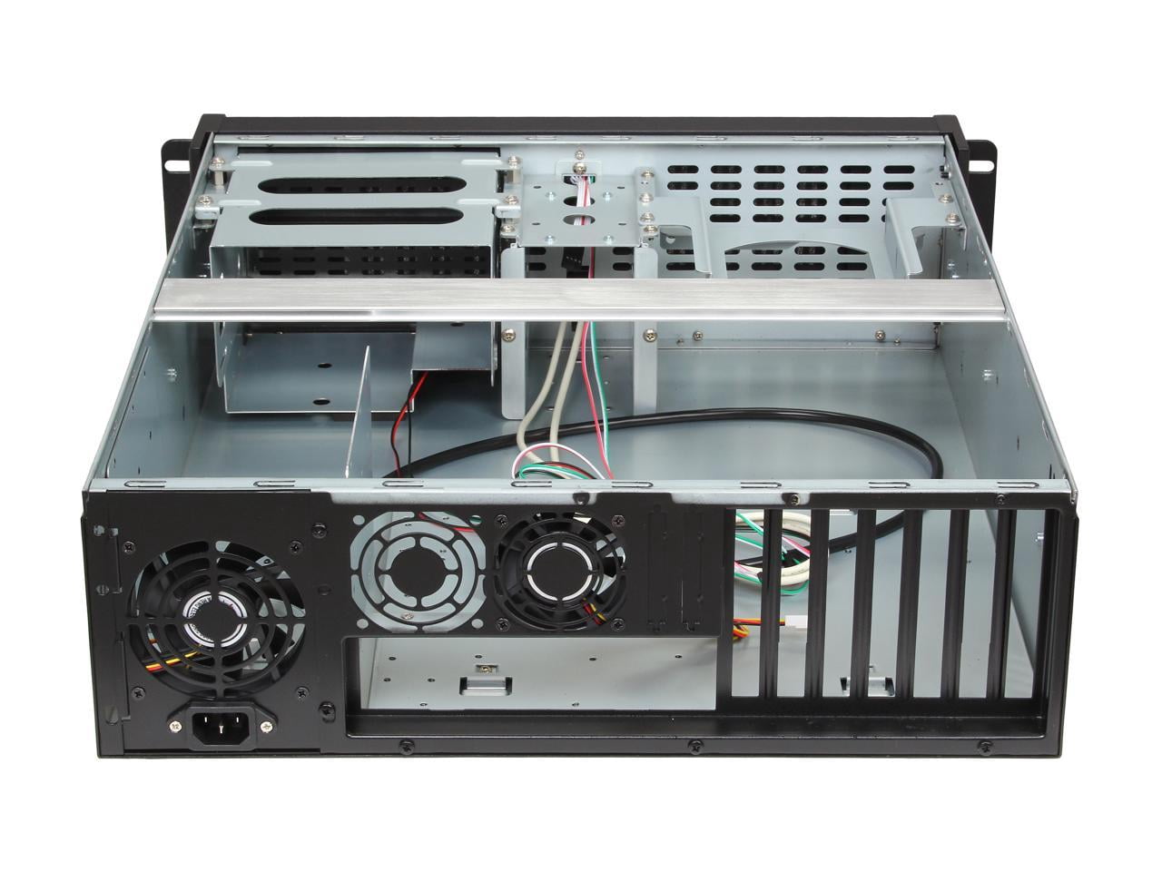 iStarUSA D-300-FS Black Aluminum / Steel 3U Rackmount Compact Stylish Front-mounted PSU Chassis 2 External 5.25" Drive Bays