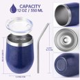 thumbnail image 2 of Neihepal 12oz Stainless Steel Wine Tumbler with Lid and Straw, Double Wall Vacuum Insulated Travel Cup, (Navy,8 Set), 2 of 7