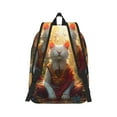 thumbnail image 2 of Naloa Sunshine Flower Meditating Cat Canvas Backpack for Men Women Rucksack Casual Travel Daypack College Tote Satchel Bookbag for Teens-Medium, 2 of 7