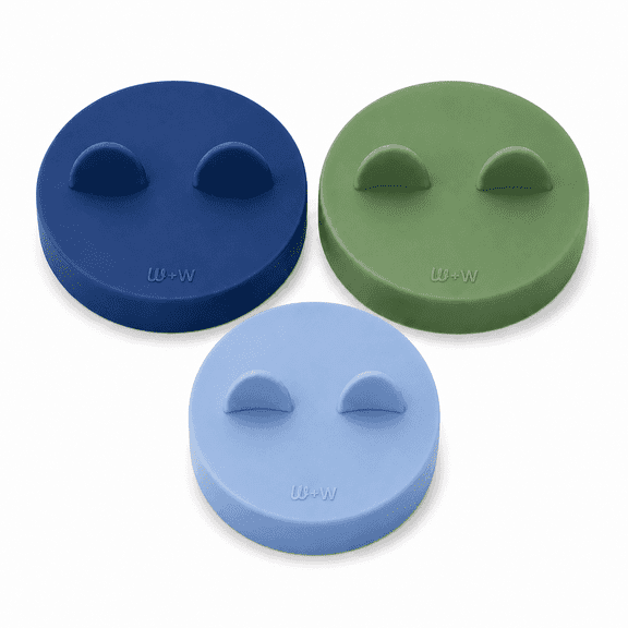 Woof Willow Silicone Pet Food Can Covers with Ear Handles, 3-Pack, Blue/Sage Combo