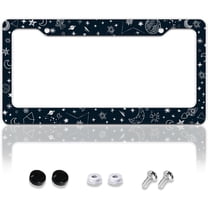 Personalise Stars Moon & Universe License Plate Frames Car Tag Cover Aluminum Auto License Plate Holder Including Screws License Plate Cars Decor Fits Standard Vehicles Size for Men Women
