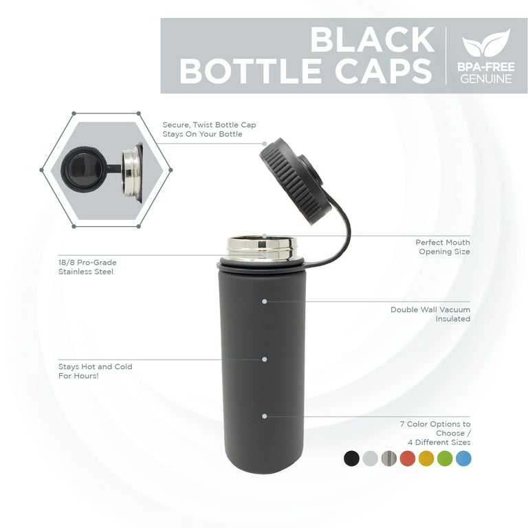 VQRRCKI 32 Oz Insulated Water Bottle Bulk 8 Pack, Stainless Pack of 8, Black