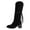 Black, variant on Women's Knee High Boots with Long Fringe Tassel Fashion Suede Pointed Toe Chunky Mid Heel Wide Calf Long Tall Dress Boots Black Size 6.5