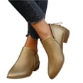 thumbnail image 2 of Willtoo Women's Ankle Boots Low Heels Chunky Fashion Zipper Dressy Booties for Women Pointed Toe Slip On Dress Short Shoes Gold, 2 of 5