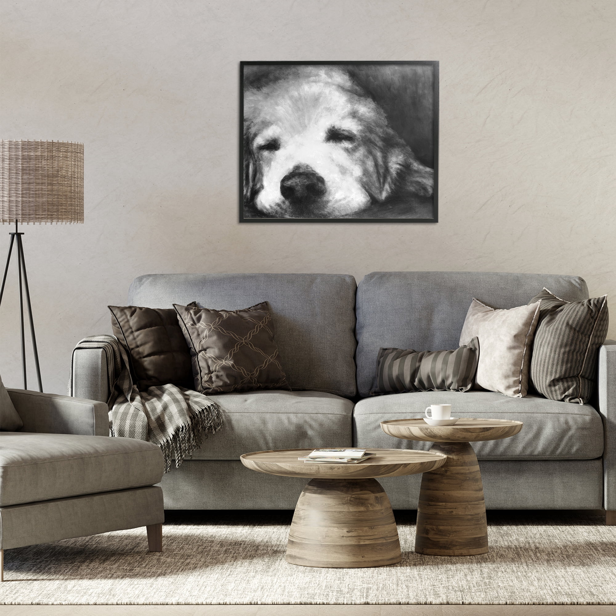 Stupell Industries Monochrome Dog Day Afternoon Black Framed Giclee Art, design by Walt Johnson