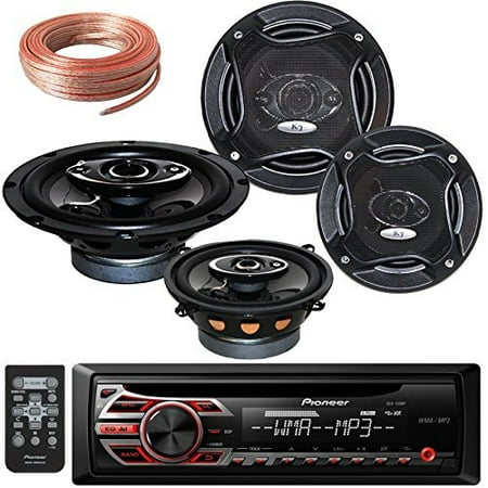 Car Speakers Bundle Package Bundle - Pioneer DEH-150MP Single DIN MP3 Car Stereo With Pair of K65.4 6.5-Inchs 6-1/2